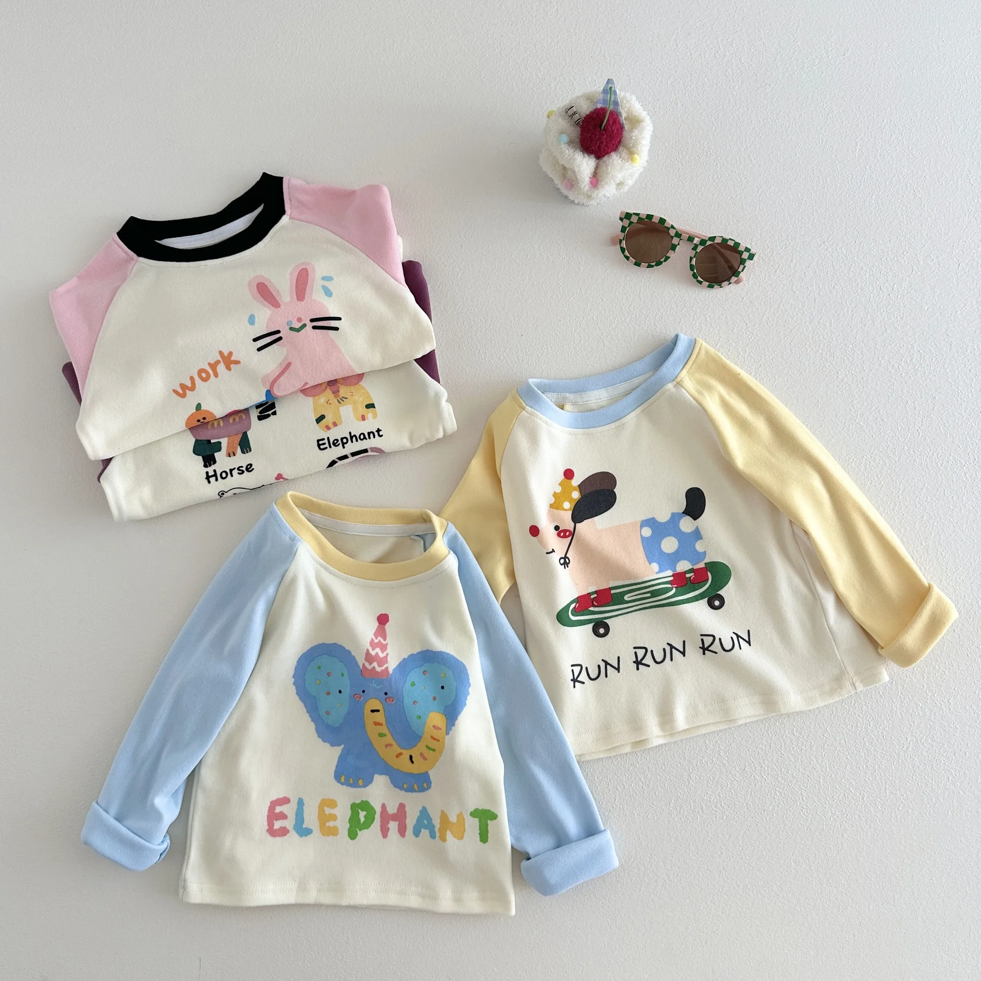 

2025 Autumn New Children T Shirts Cartoon Print Boys Girls Long Sleeve Tee Baby Cotton Bottoming Shirts Kids Casual Loose Tops