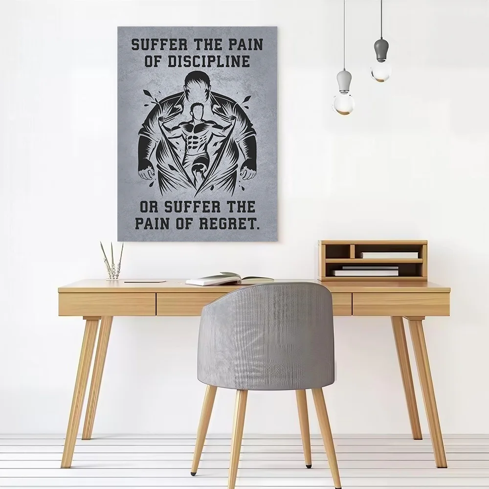 Discipline Vs Regret - Fitness Motivation Printed Canvas Poster Personalized High Quality Wall Art Paintings for Room Ornaments