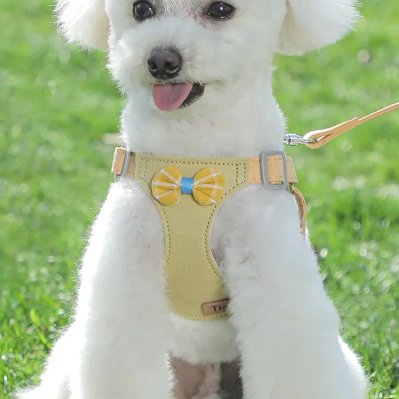 

No Pull Bow Dog Harness- Lightweight and Soft Dog Harness, Adjustable Small Dog Harness and Leash Set, with Dog Leash