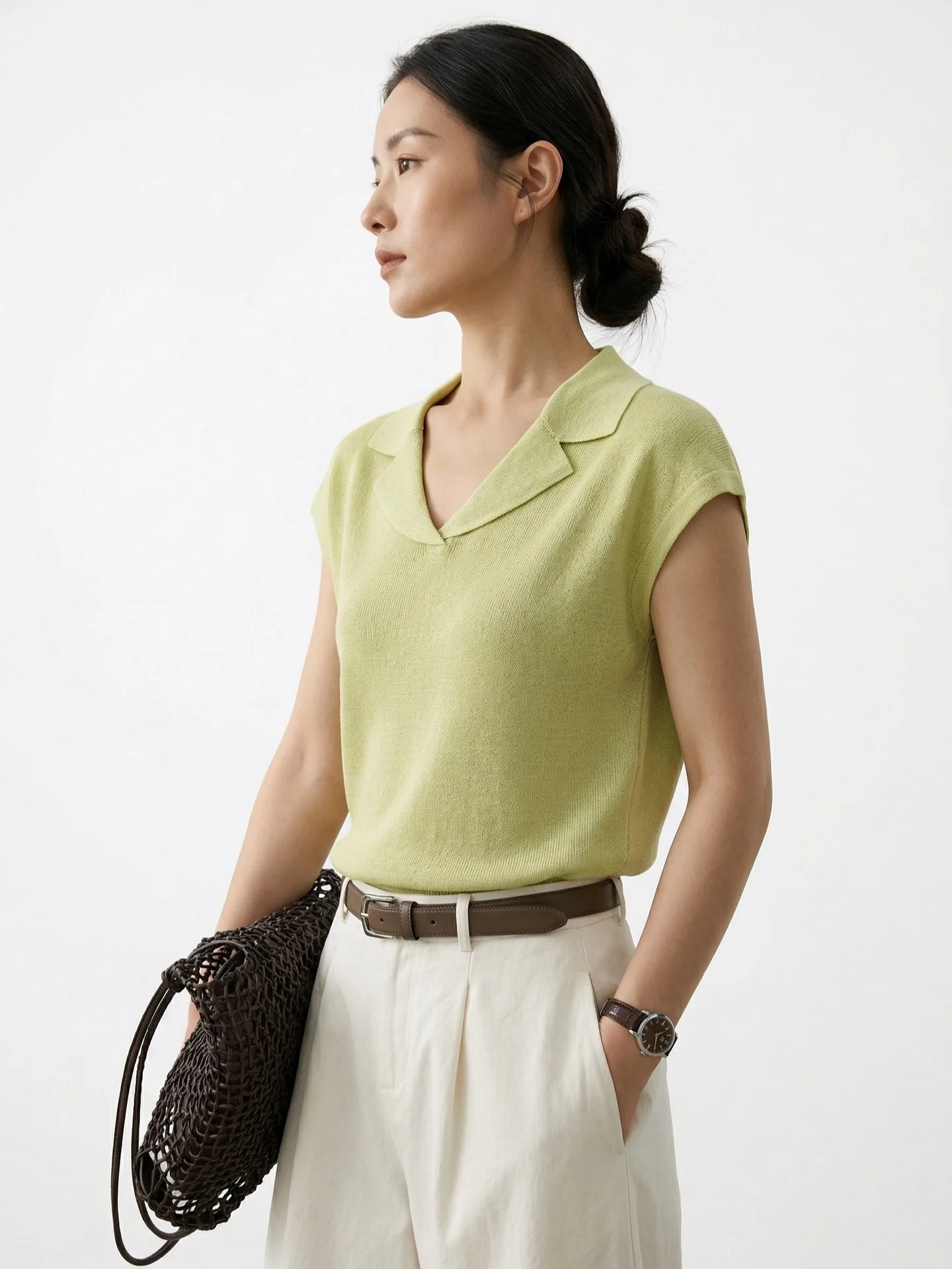 

Loose Fit Ice Silk Knitted Sweater Women's Style Casual High Intelligence Sensation Lazy Chic Style Autumn Winter Top