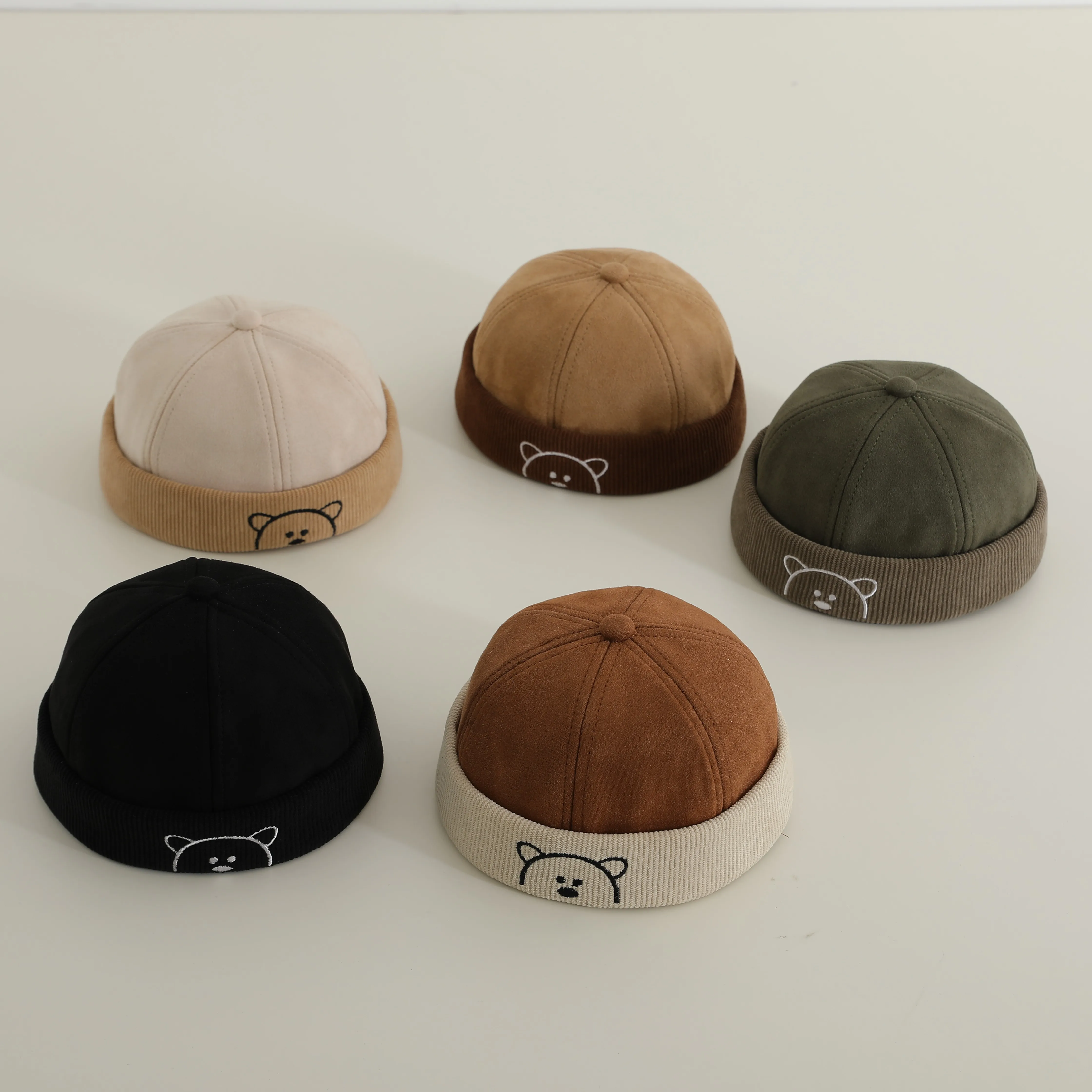 Korean Baby Adjustable Landlord Hats Boy Girl Hip Hop Docker Cap Solid Color Brimless Hats Fashion Children Melon Caps