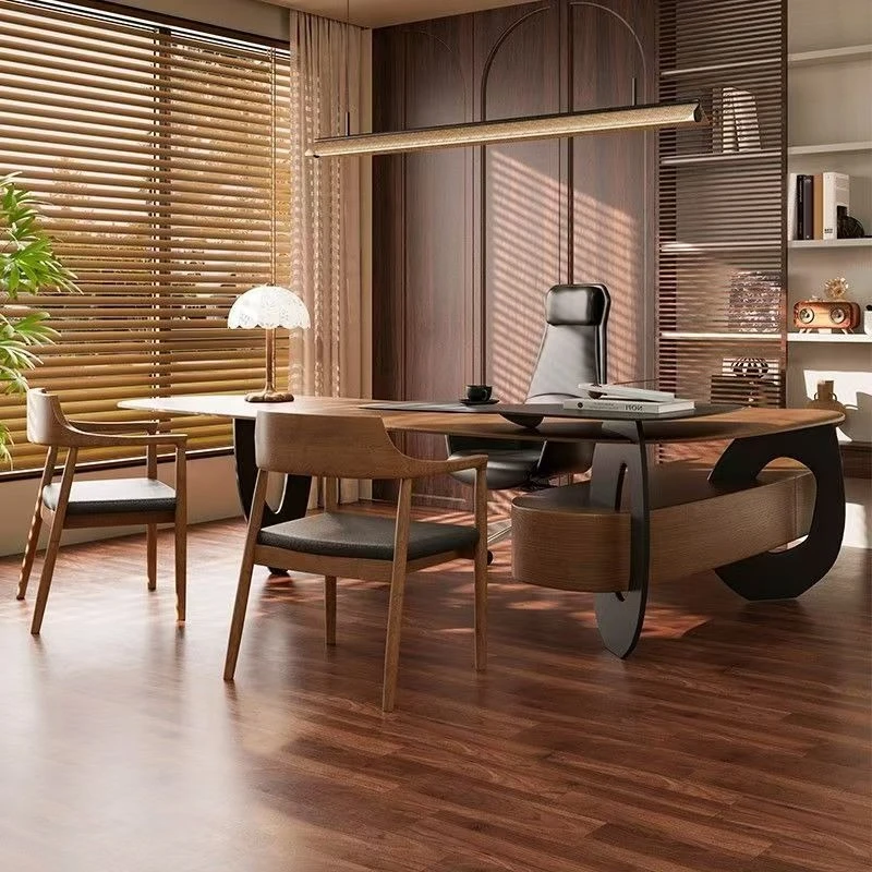 Light luxury high-end solid wood, chairperson boss office computer desk