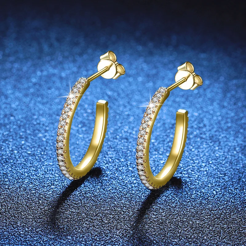 

Moissanite Earrings Platinum PT950 18K Gold Earrings Japanese Korean in Wind Full Diamond 55 Points Moissanite Earringsfor Women
