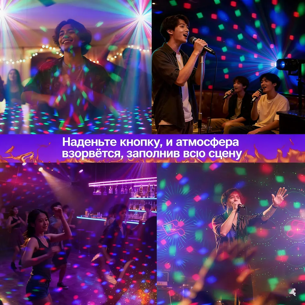 RGB LED Disco Ball Light,4in1 Sound Activated Strobe Party Light, Remote Control DJ Stage Lighting for Bar Karaoke Wedding Party