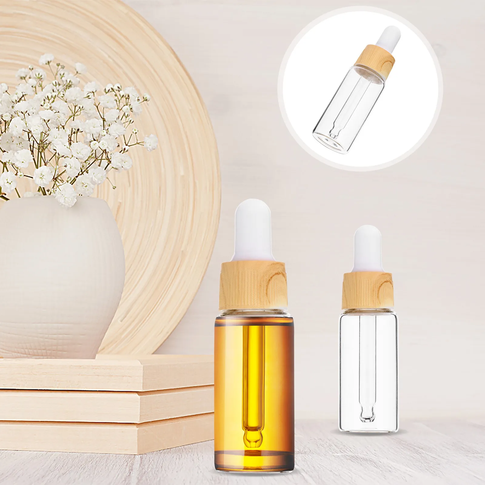 

8Pcs Refillable Glass Dropper Bottles Portable Essential Oil Containers Anti-Leak Wear-Resistant Travel Subpackaging