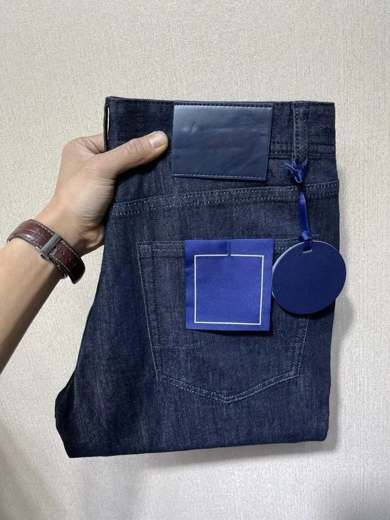 2026 New Men Thin Cotton Embroidery Zipper Jeans Spring Summer New Breathable Straight Denim Pants Big Sizes 30-40