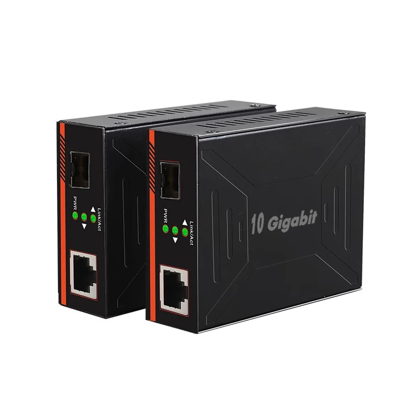 

10-гигабитный оптоволоконный трансивер-SFP 1F1T, адаптивный порт RJ45, 100 м/1G/2,5G/5G/10G, фотоэлектрический преобразователь SFP, медиаконвертер