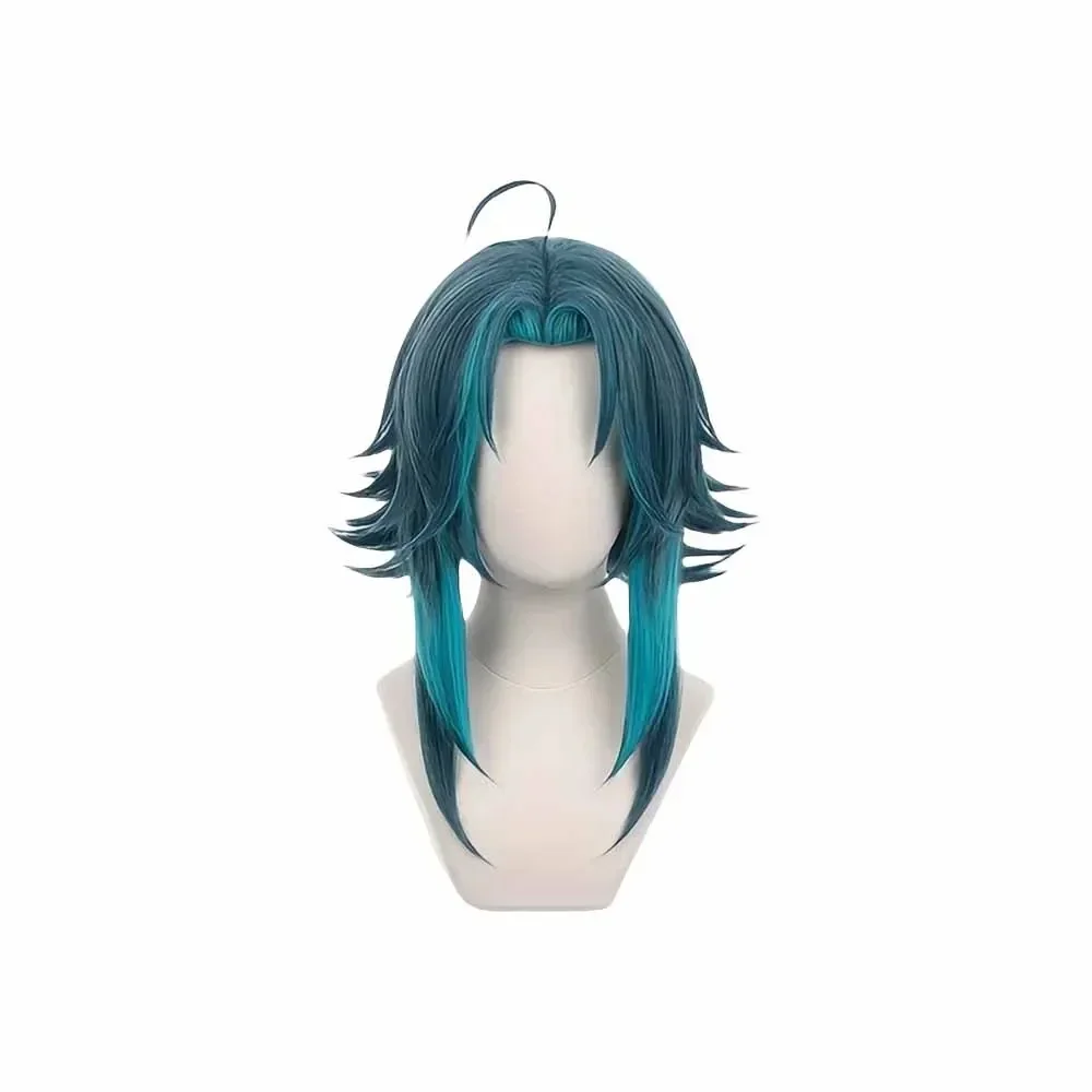 

Anime Genshin Impact Xiao Cosplay Wigs Dark Green Short Heat Resistant Synthetic Hair Party Festival Props