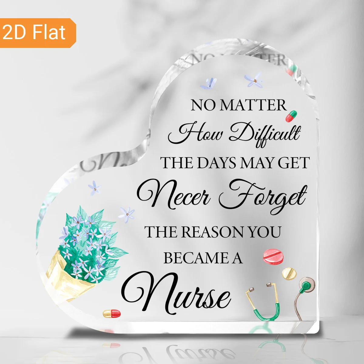 Nurse Heart Acrylic Paperweight, Stethoscope Syringe Pill Decor, Women Nurse Week Gift Desk Decoration