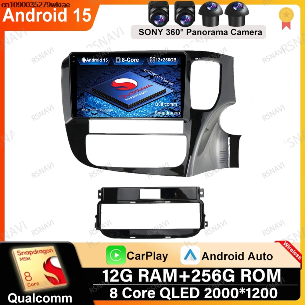 Android 15 For Mitsubishi Outlander 3 III GF0W GF0W GG0W 2018 - 2020 2021 9/10 Inch Navigation BT Car Radio Head Unit Systems