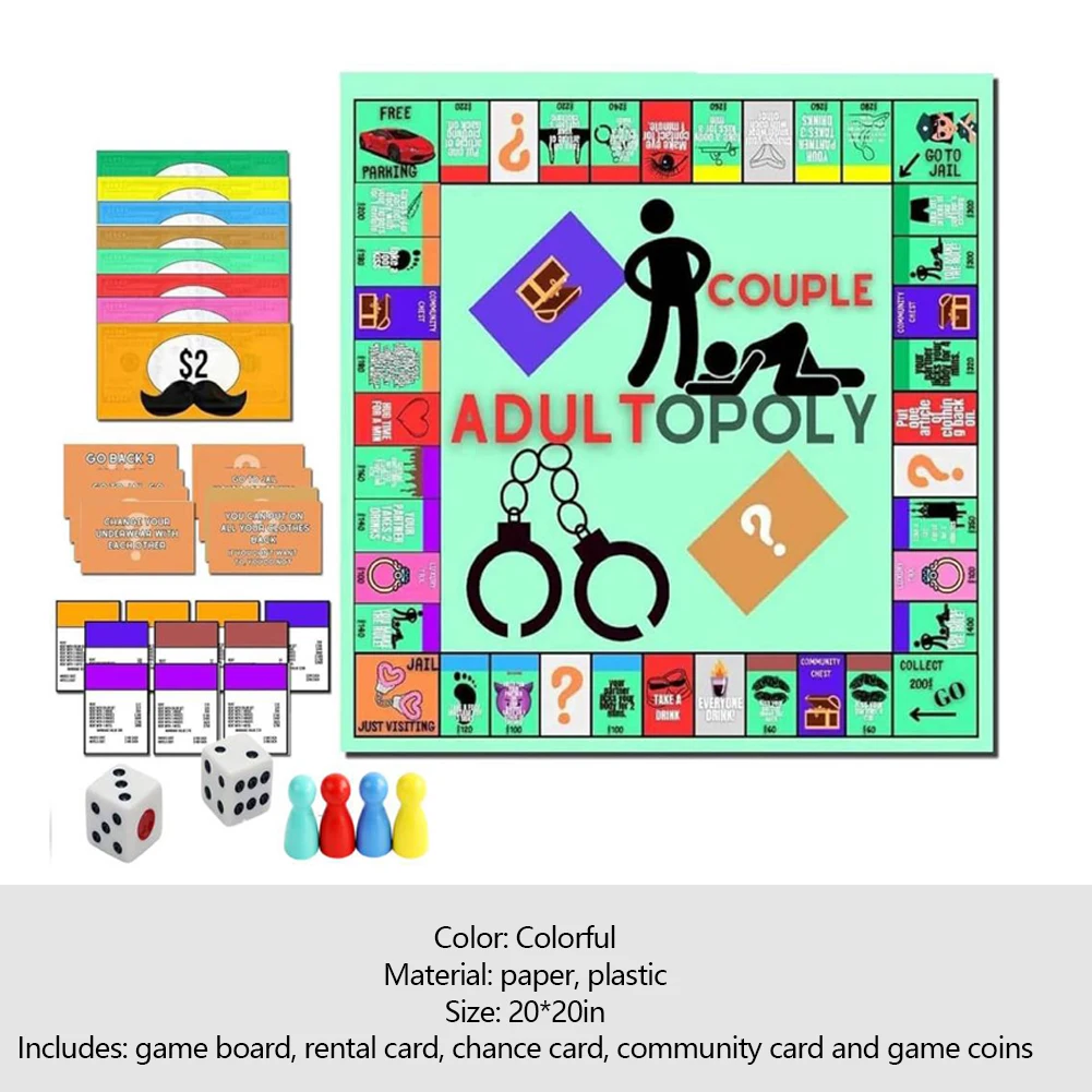 لعبة لوحة Adultopoly للزوجين ألعاب احتكار ليلية ألعاب حفلات الشرب بطاقات سطح السفينة العلاقة الحميمة الممتعة للترفيه الكبار جديد