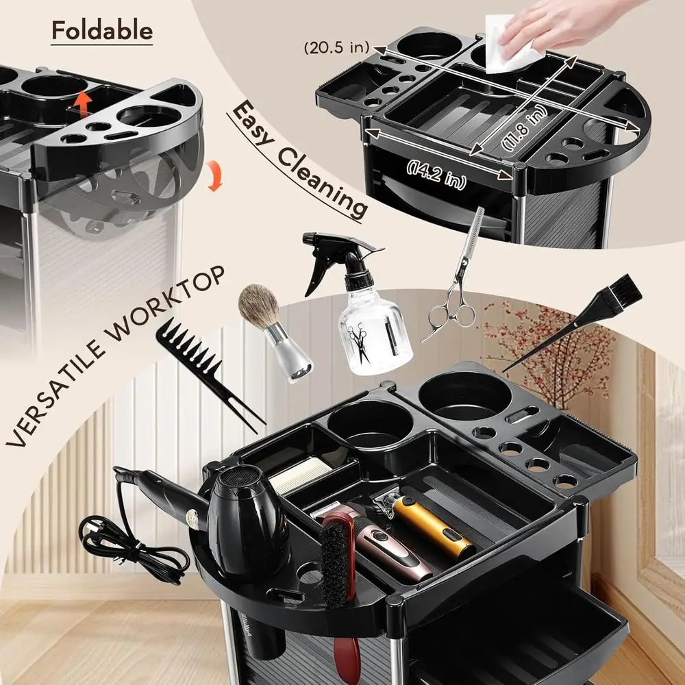 Stylist's draagbare salonwagen met 5 lades, professioneel haarstation met wielen