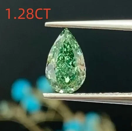 IGI 1.28CT Green Pear Shape LGD Lab Grown Diamond HPHT Diamonds Stone Wholesale Fancy Intense Green with igi Certificate