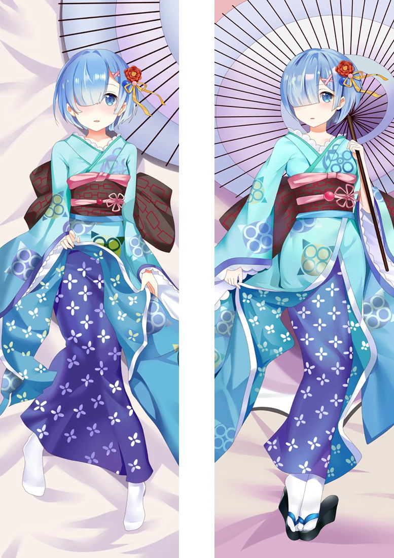 

Rem аниме Waifu Dakimakura синие волосы для девочек, наволочка для взрослых, отаку, длинная наволочка для обнимания тела в натуральную величину