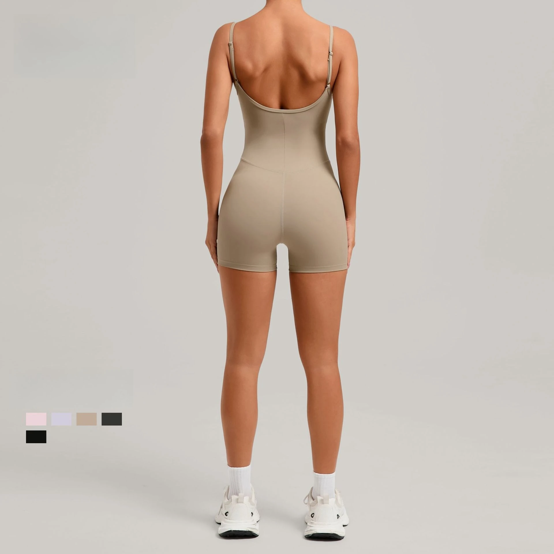 

Sexy Backless Straps Sporty Short Jumpsuit Women Monkeys Gym Tight Romper One Piece Training Set Workout Clothes Fitness Unitard