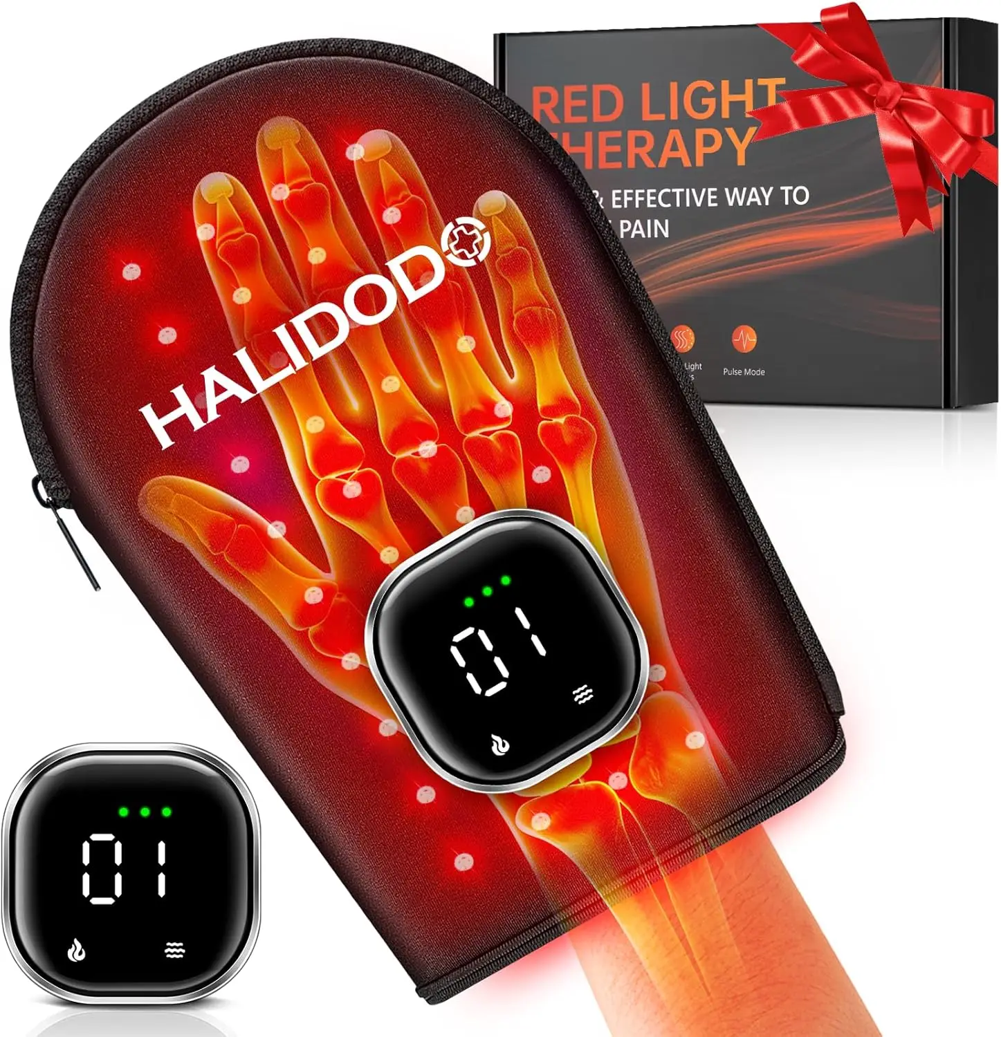 

Cordless Red Light Therapy Glove for Hand Wrist, 660nm & 850nm Near Infrared with Dual-Sided LEDs, Auto-Off Timer