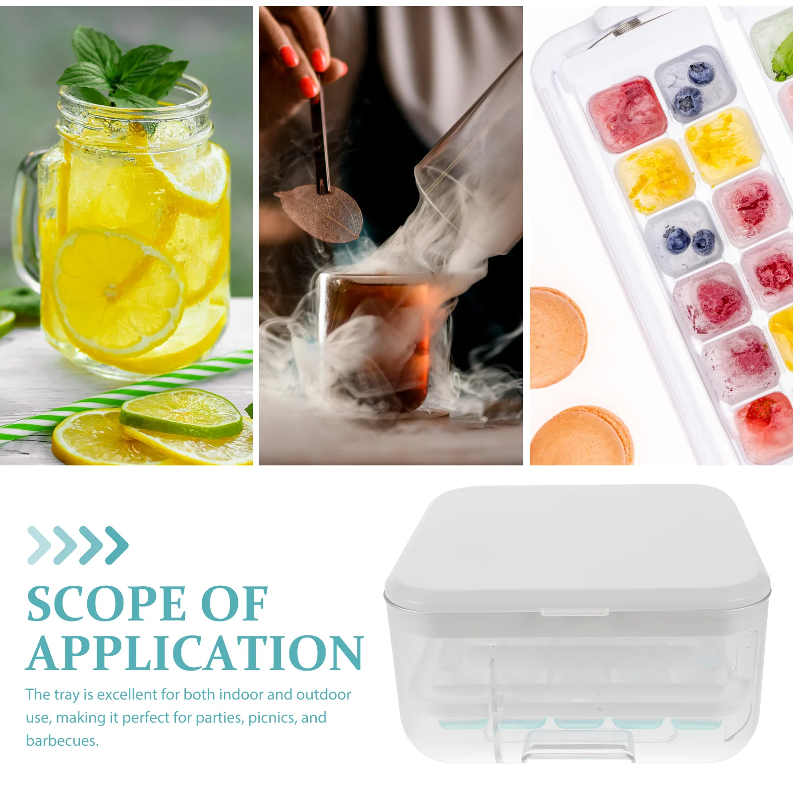 

1Set Ice Cube Mold with Flat Lid Reusable Ice Tray for Freezer Home Kitchen Candy Jelly Chocolate Mold Safe