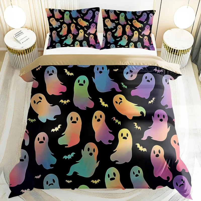 

Kawaii ghost duvet covers, Halloween bed, children's bedroom decorations for boys and girls