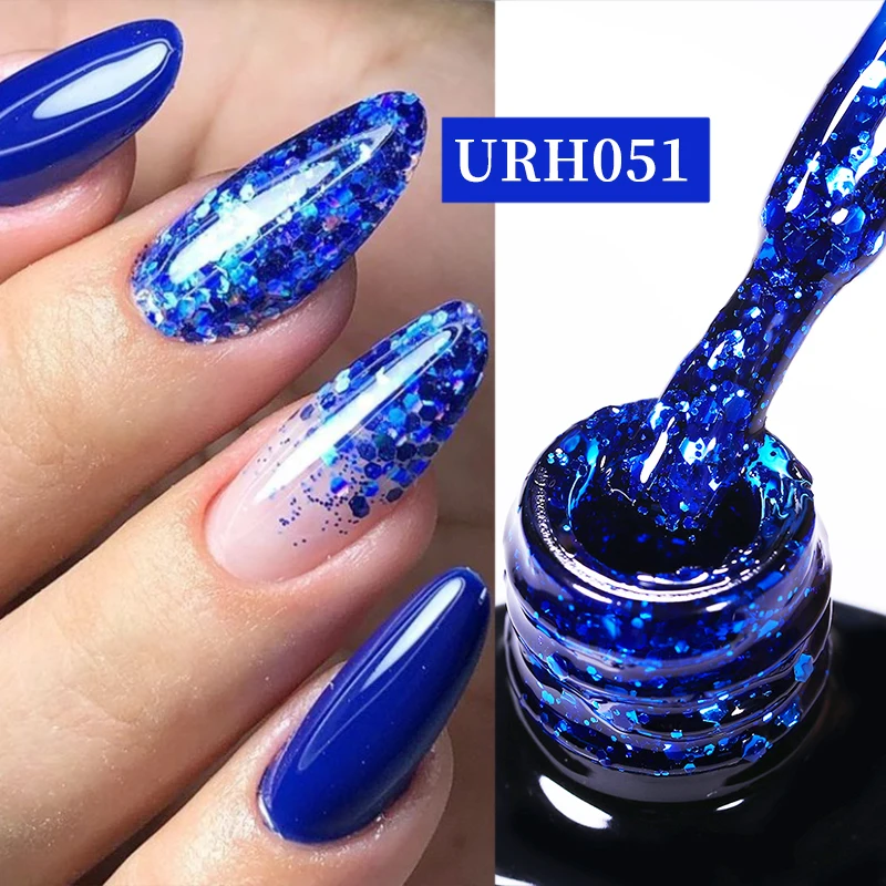 UR SUGAR-Verhéritage à Ongles en Gel UV LED à Paillettes Semi Continues, Couche de Base et de Finition pour Salon de Manucure, 140 Couleurs, 7ml