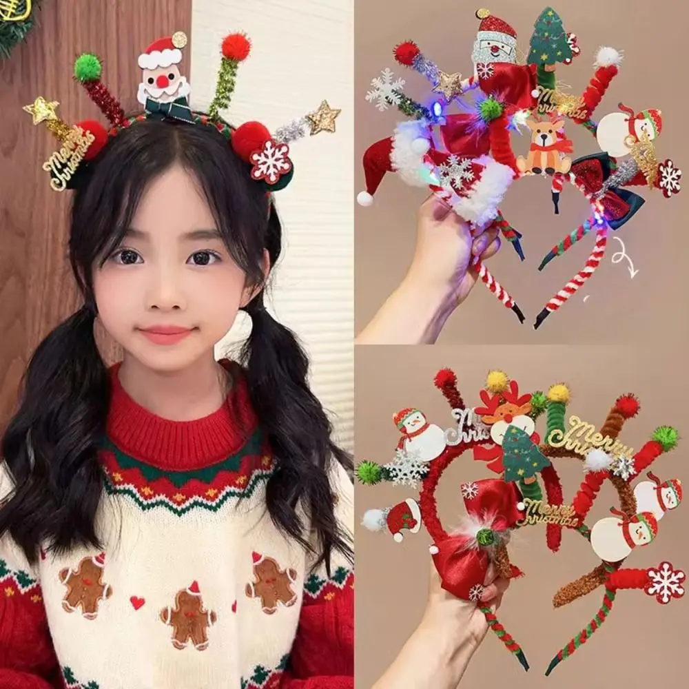 

Plush LED Christmas Headband Glitter Elk Antlers Headband Fawn Horn Reindeer Glowing New Year Headband Christmas Decoration