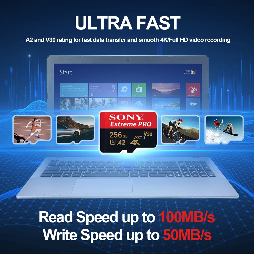 Tarjeta Micro SD Sony Extreme pro SDXC UHS-I A2 U3 V30 con adaptador para cámara DJI - Tarjeta de memoria de 2TB/1TB/512GB/256GB/128GB