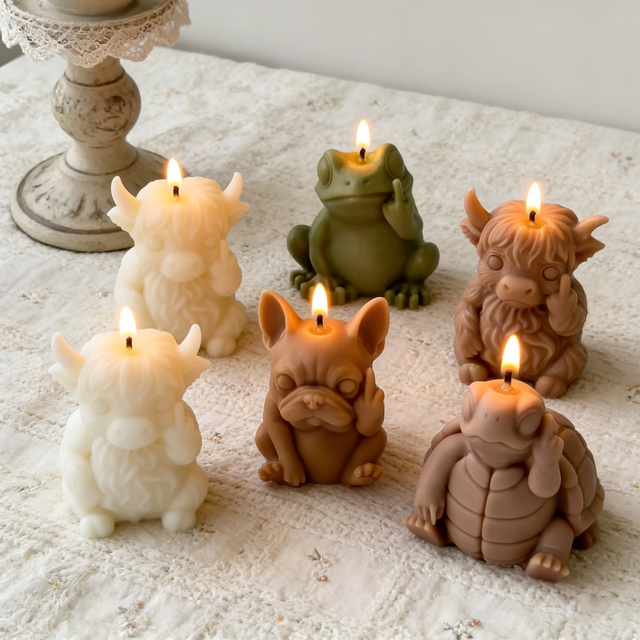 3D Animal Candle Silicone Mold DIY Dog Frog Wax Mold Plaster Decor Craft Home Aroma Diffuser Gift Making view 5
