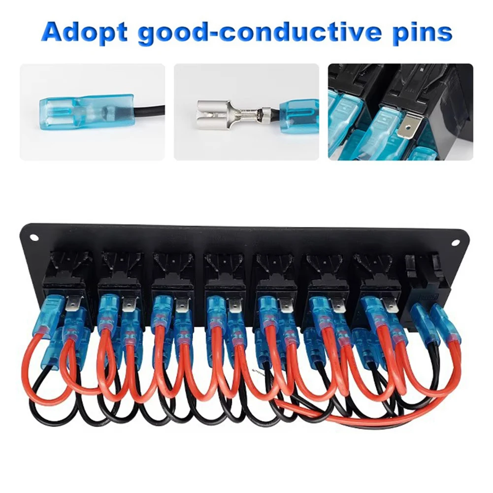 Multi Gang Waterproof Rocker Switch Panel for Car and Marine Use Complete Control with Dual USB Charging Options