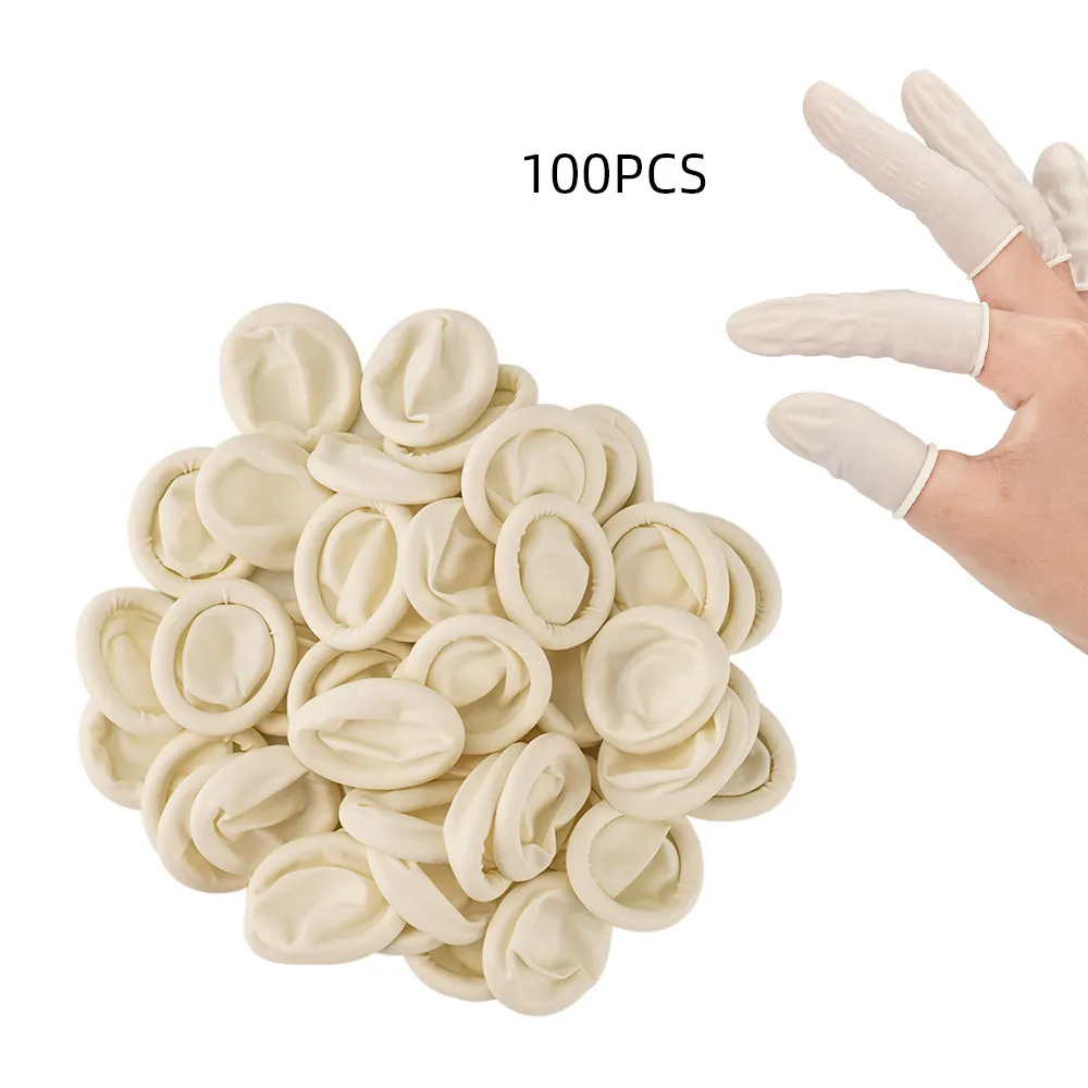 100PCS/Pack Eyebrow Beauty Gloves Disposable Rubber Latex Finger Cots Tattoo Tool Practical Off Eyelash Extension