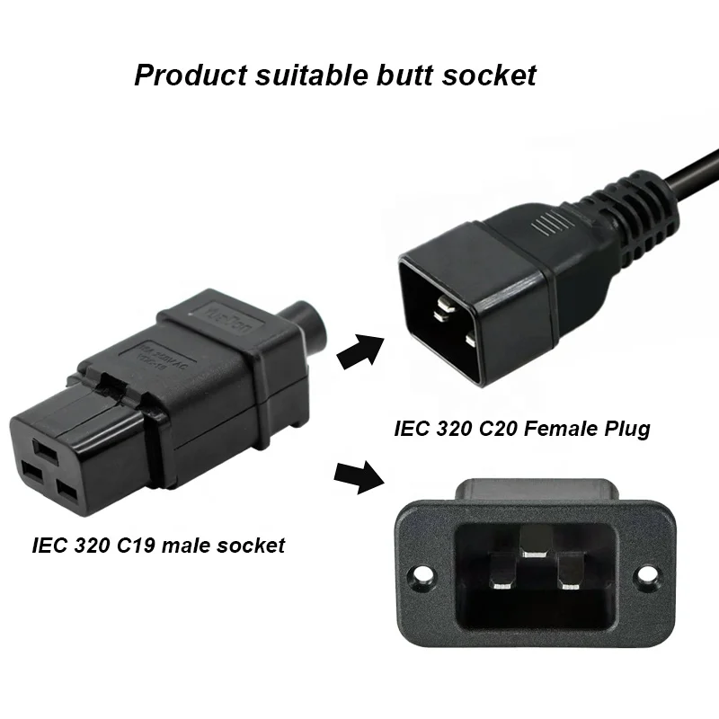 AC 250V 16A 20A IEC 320 C19 Female Power Adapter Inlet Socket Connector