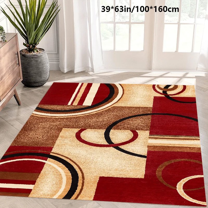 1pc Area Rug Nordic Western Style Carpet Non-Slip Machine Washable Easy Clean Home Decor Sofa Coffee Table Mat Bedroom Bedside M