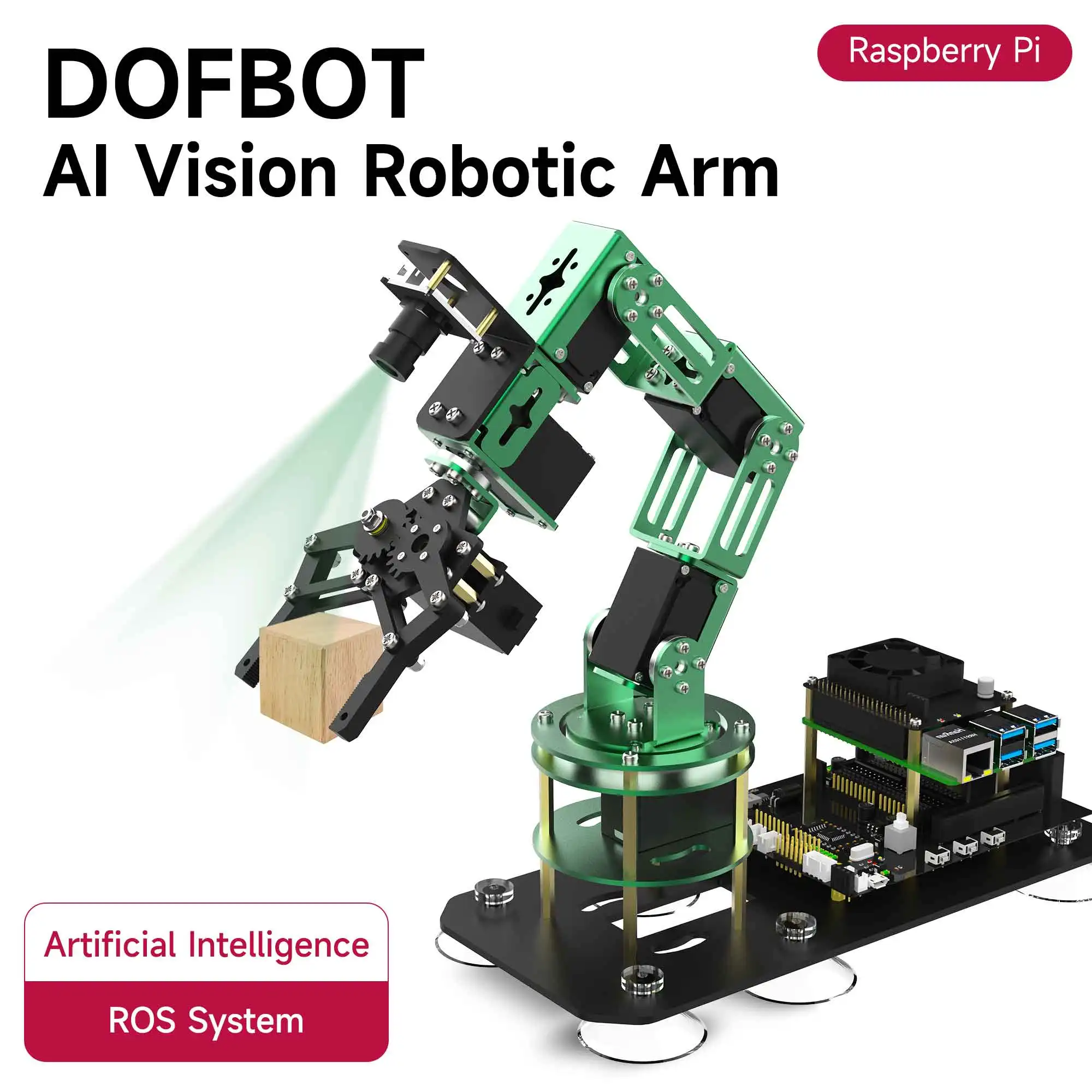 Raspberry Pi 5 Robotic Arm Kit with HD Camera and 6KG 15KG Metal Servo ROS Robot Open Source DIY Electronic Projects for Adults