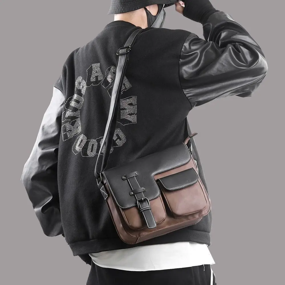 

Dull Polish Male Shoulder Bag Waterproof Multi Layer Single-shoulder Bag Large Capacity Male Charm Messenger Bag Daily Wear