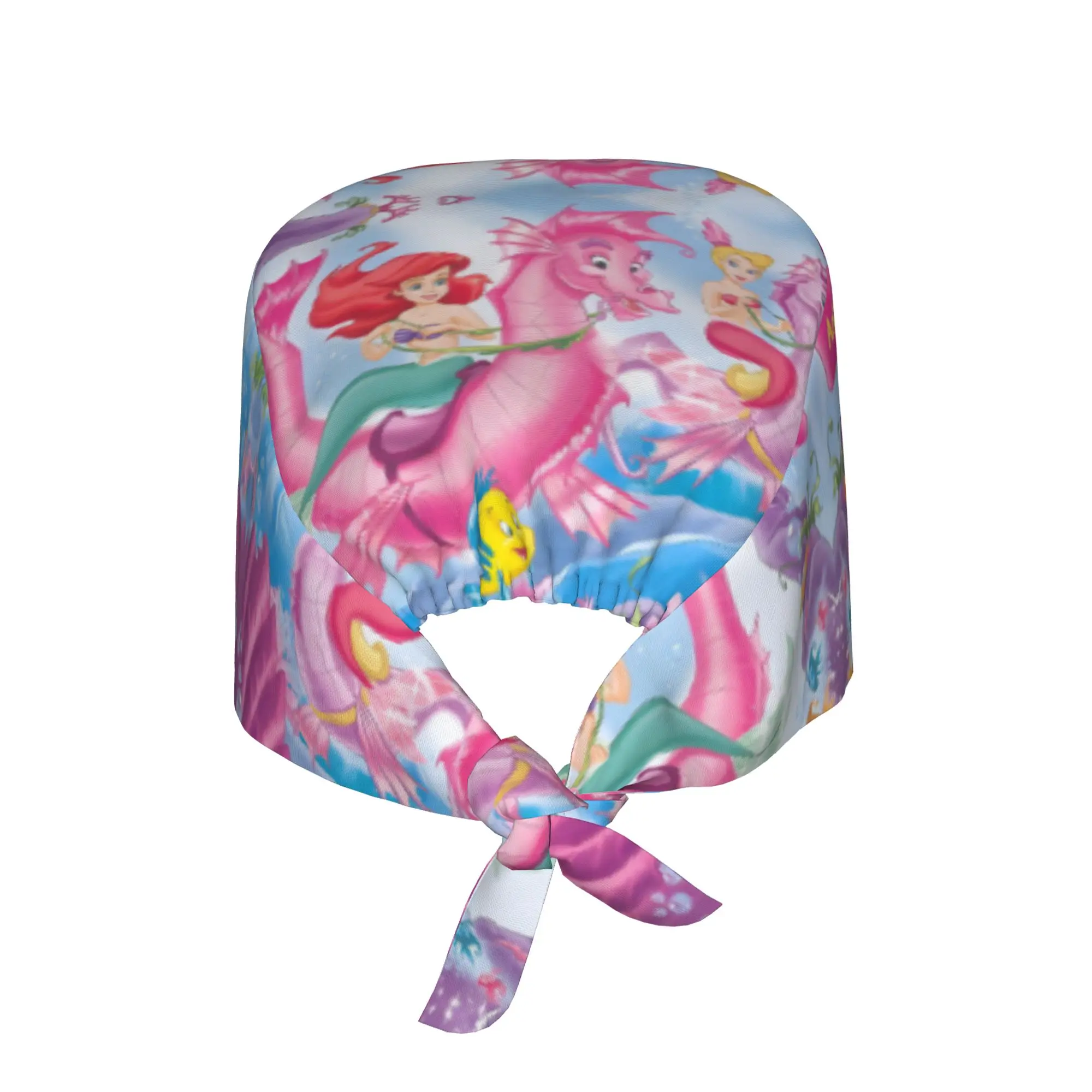 Custom Littles Anime Mermaides Scrubs Cap Surgical Hats Men Women Fish Manga Operating Room Cap Nursing Cap Lab Works Hat