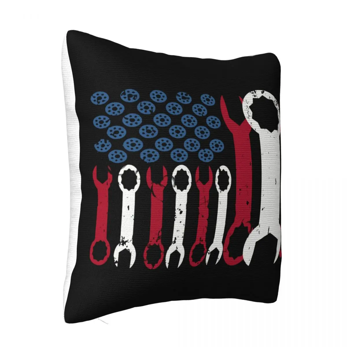 Vintage Usa Red White Blue American Flag Mechanic For Men Casual D Funny E Pillow Case