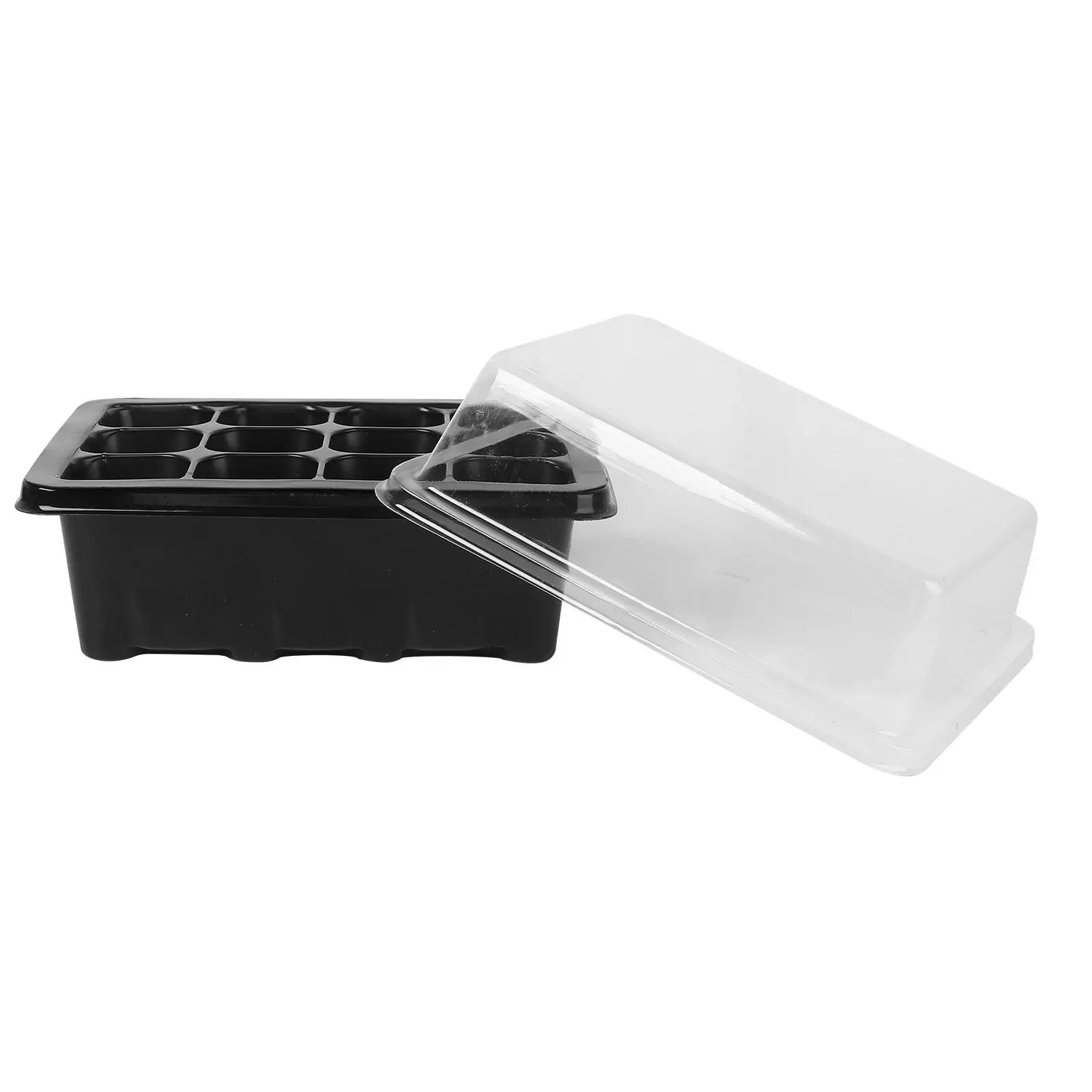 12-Cavity BPA-Free PP Sprouting Tray with Transparent Lid for Gardening and Bonsai, 19x15x9.5cm