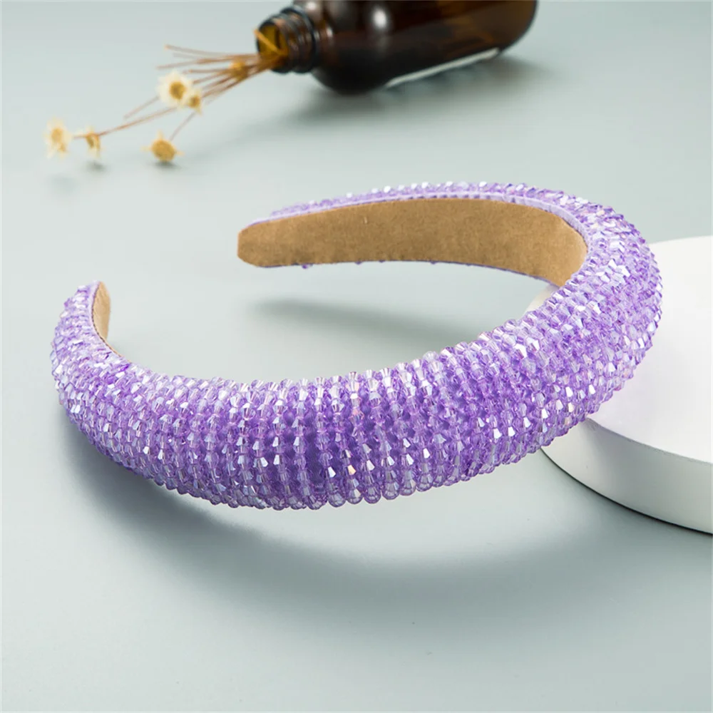 Solid Crystal Beads Hairbands For Women Girls Hair Hoop Headwear Fashion Clolorful Handmade Headbands Female Hair bands