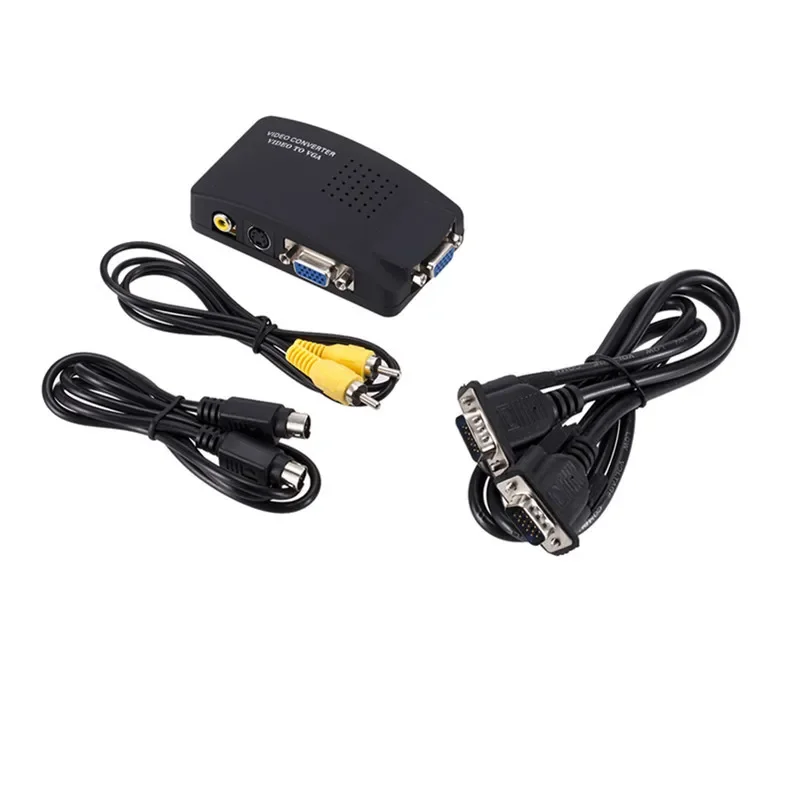 

AV to VGA Converter adapter cable S-Video VAG Composite RCA AV to VGA Converter switcher box AV in to VGA out for STB,DVD,PC