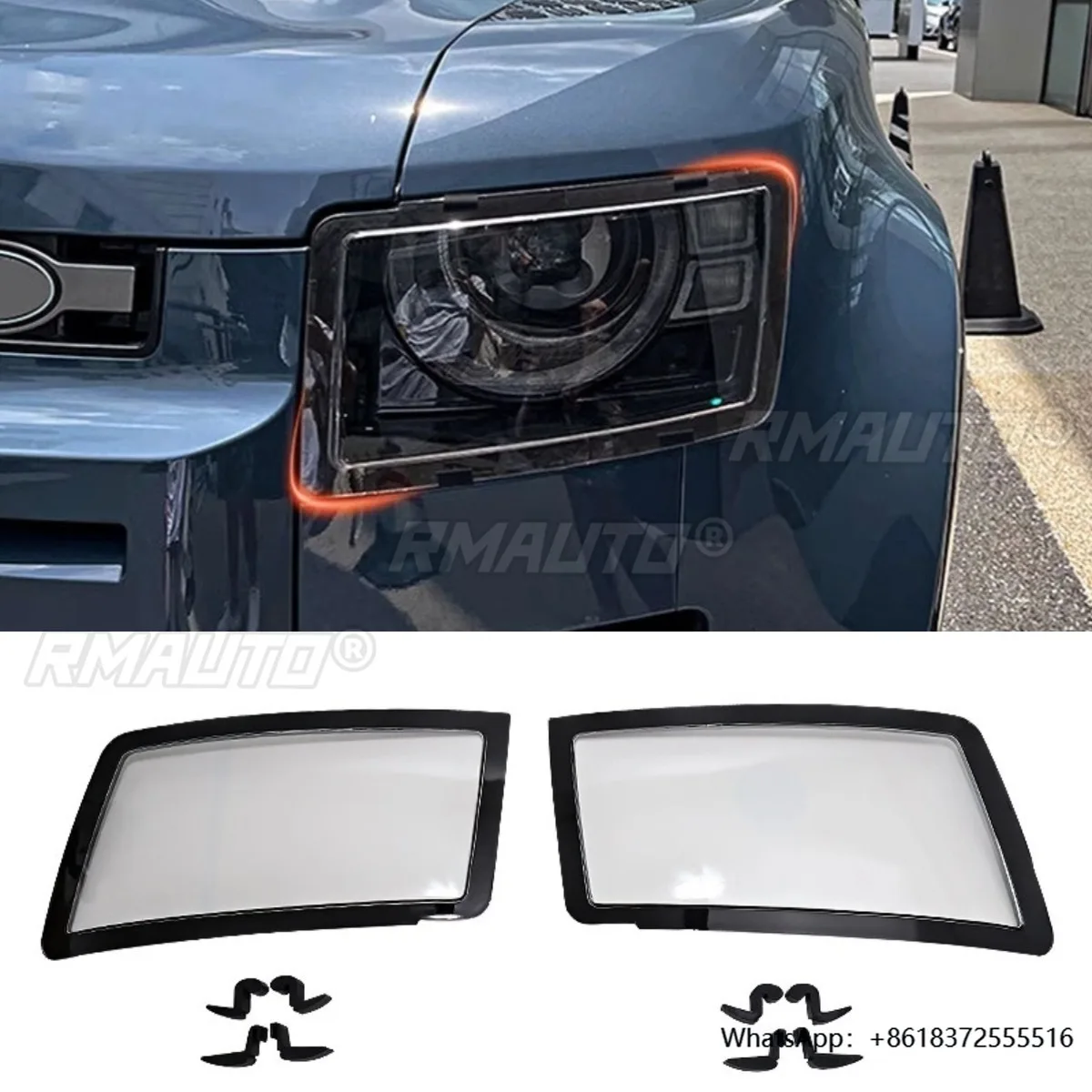 

daHeadlight Protective Cover Side Car Rearview Mirror Cover Headlight For Land Rover Defender 90 110 2020-2024 Car Accessories