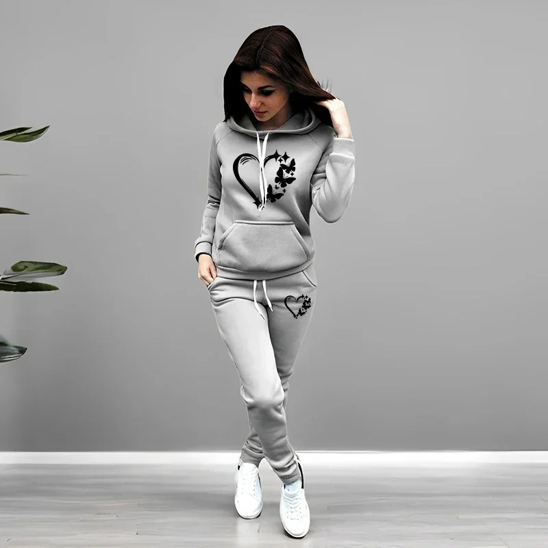 2026 New Arrival Women's Jogger Set Hoodie Sweatpants High Quality Sportswear Female Autumn Winter Casual Outfit