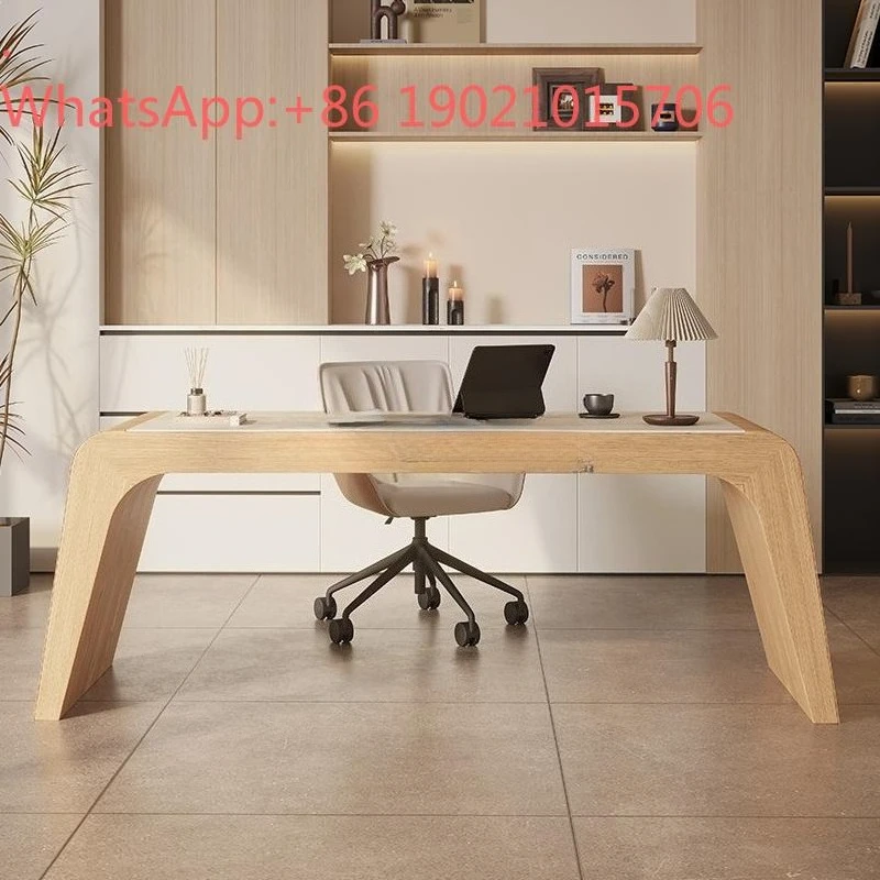 HJ modern minimalist rock slab advanced sense study table and chair log style home study desk