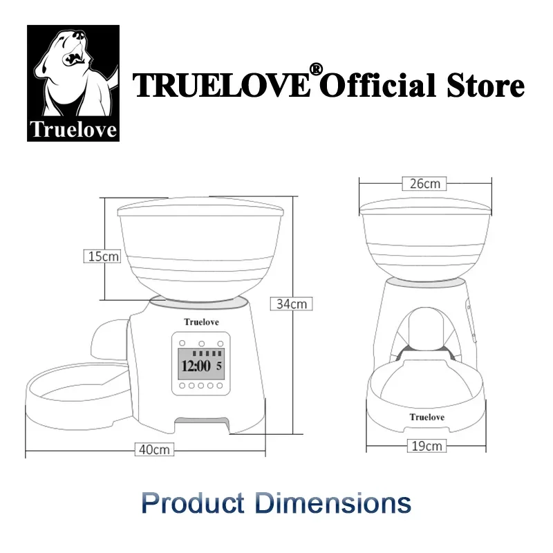 

Truelove Automatic Pet Food Dispenser Timed Cat Feeder Automatic Dog Feeder Freshness Preservation Dry Food White TLD2001