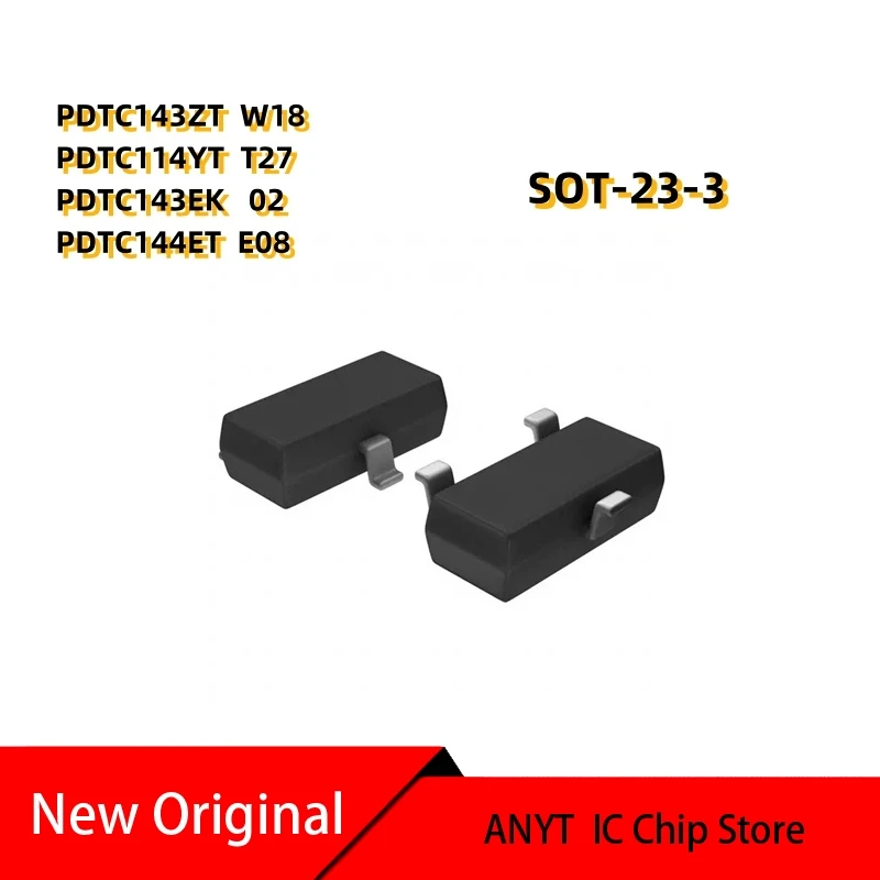 

NEW 100PCS/lot PDTC143ZT W18 PDTC114YT T27 PDTC143EK 02 PDTC144ET E08 SOT23-3