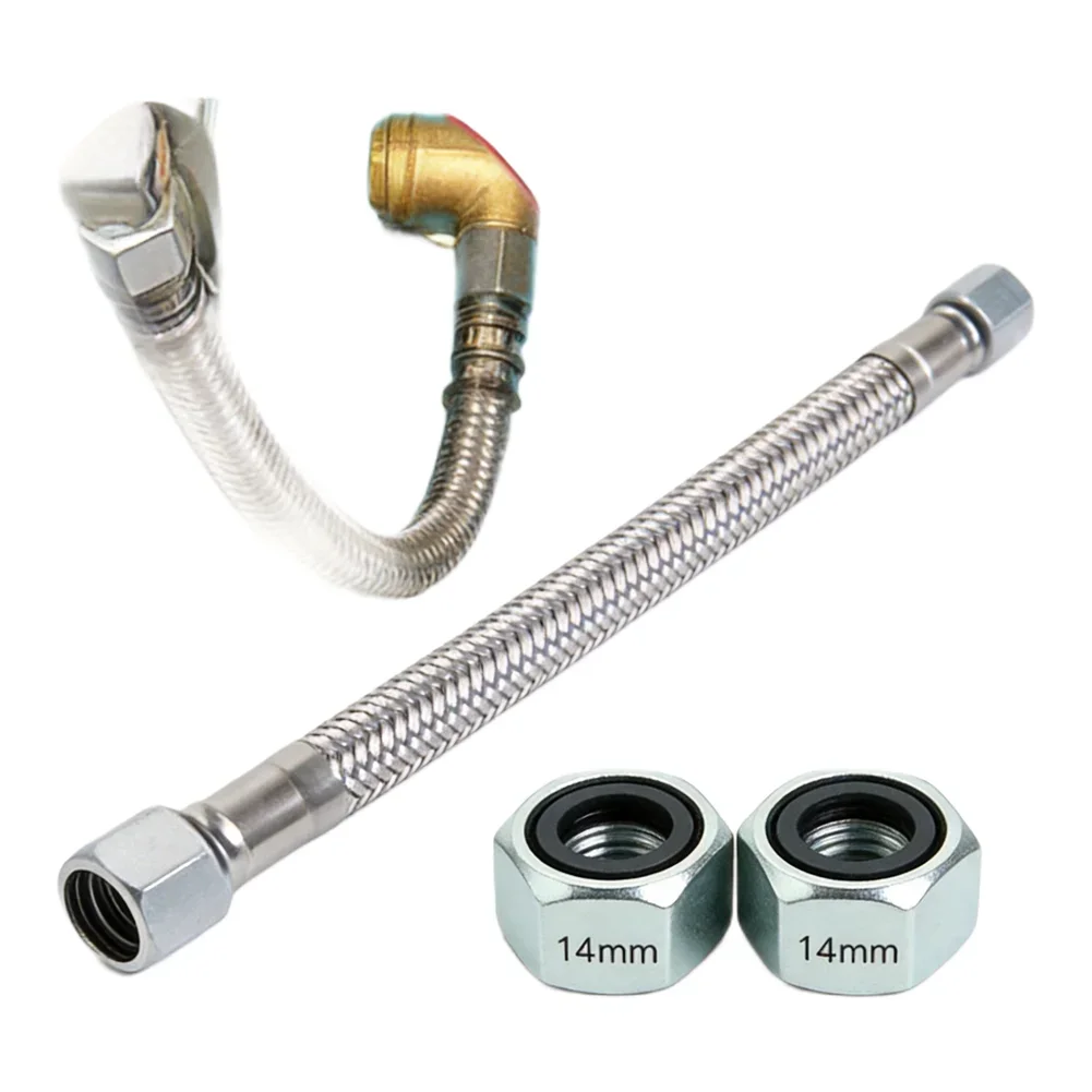 Oil-free Air Compressor Flexible Hose Connecting Pipe Air Pump Check Valve F14*1.5mm Flexible Hose Silver 1 PC