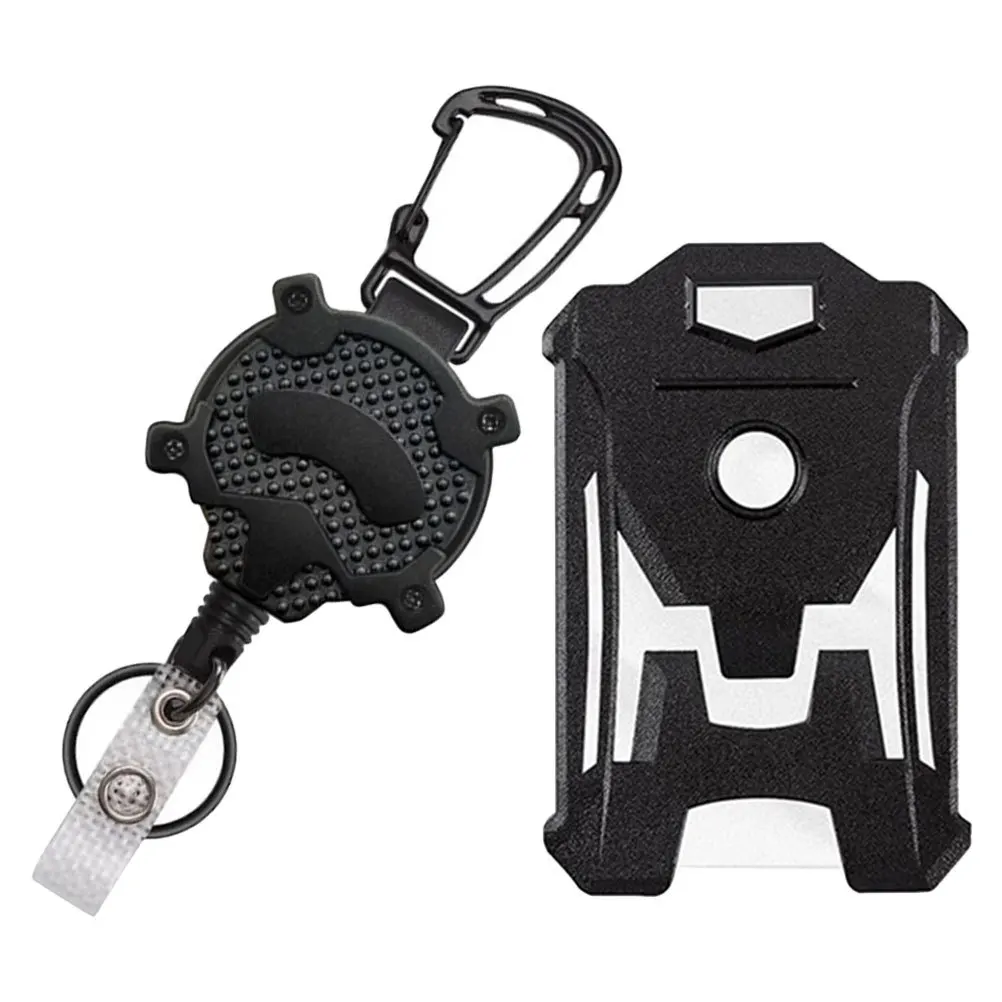

1 set Id Sleeve Retractable Clip For Office Work Security Badge Holder Vertical Name Tag Cover Portable Card Protector Abs Pc