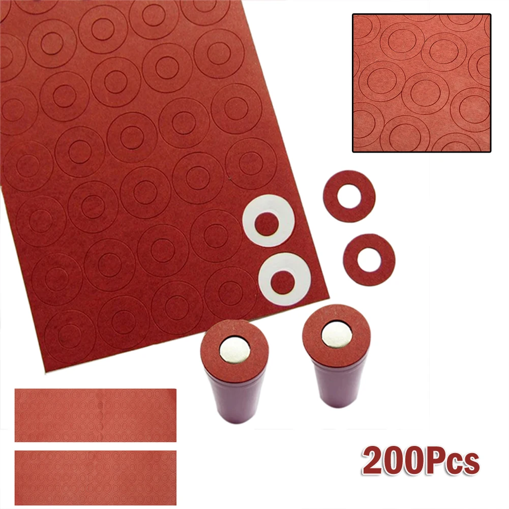 

200Pcs Battery Insulators Adhesive Paper Hollow Insulating Gasket Wood Pulp And Cotton Pulp 18650 Red Quality Tool Accessorie