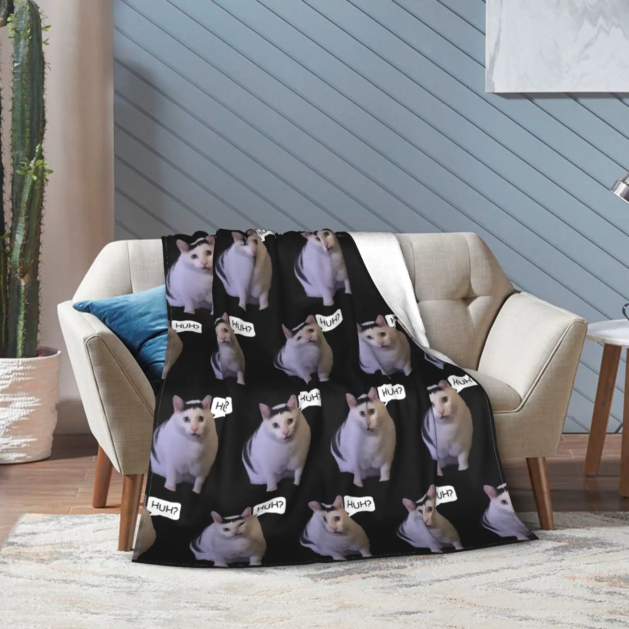 Huh Cat Meme классические плюшевые пледы из кораллового флиса Ins хип-хоп Y2k стиль Харадзюку диван вязаное одеяло дорожное ультра-мягкое