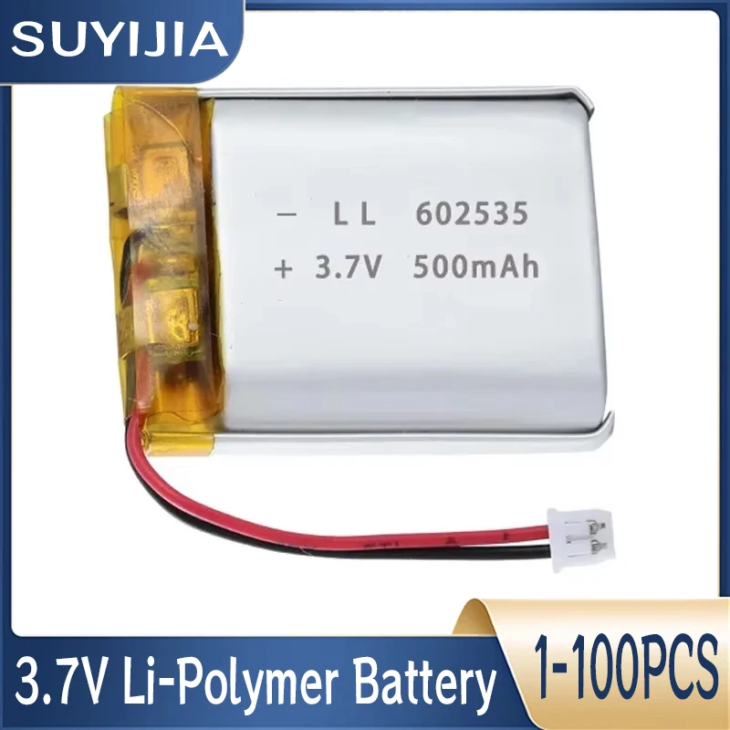 3.7V 500mAh 602535 Li-polymerBattery Rechargeable Lithium Polymer Li-Po Batteries for MP4 MP5 GPS Toy DIY DVD Smart Lock Speaker