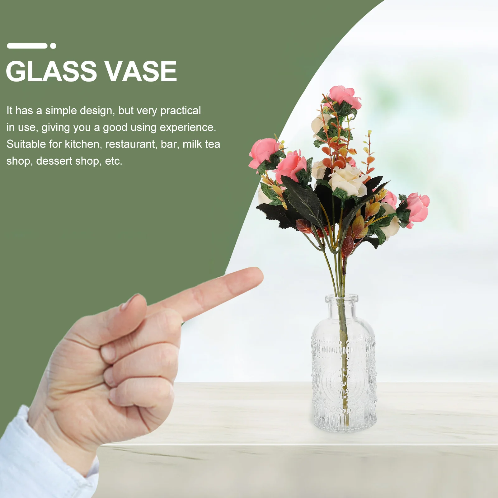 

3Pcs Simple Design Glass Vase Sturdy Decorative Flower Arrangement Container Desktop Vase Hydroponic Plants Container