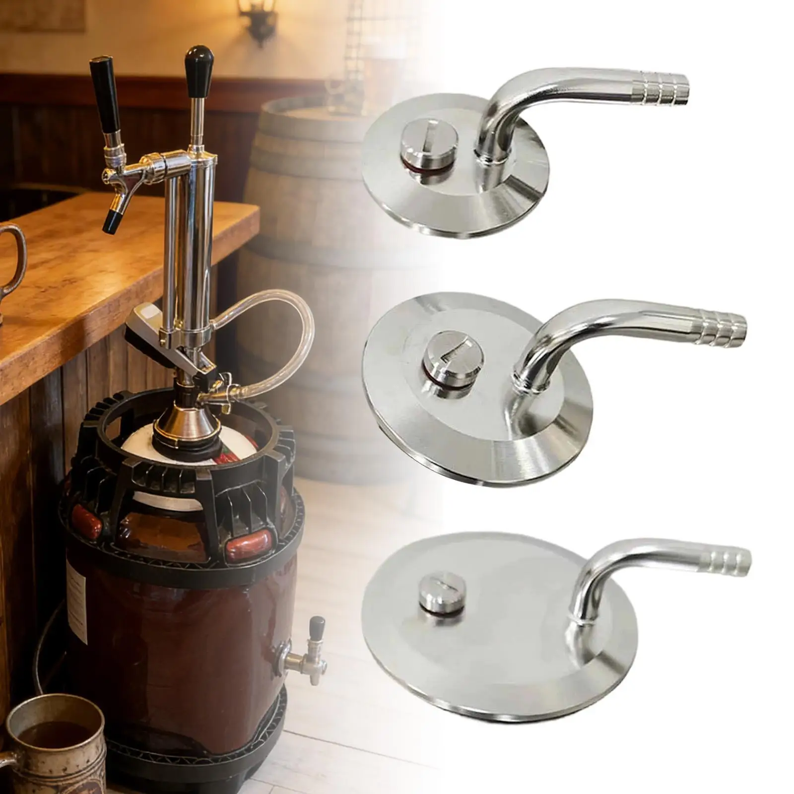 DIY Brewing Clamp Transfer Fitting Stainless Steel with PRV Ball Convert Lid 3 8 Hose Barb for Reliable Hose Connection