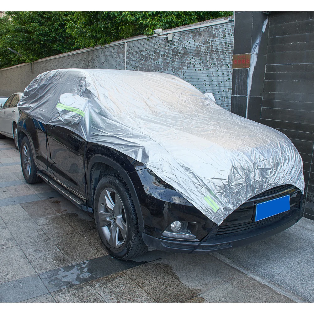 

210T Polyester Taffeta Half Car Cover Fit SUV Wagons Body Covers Outdoor Waterproof Dustproof UV Resistant Snowproof Large Size
